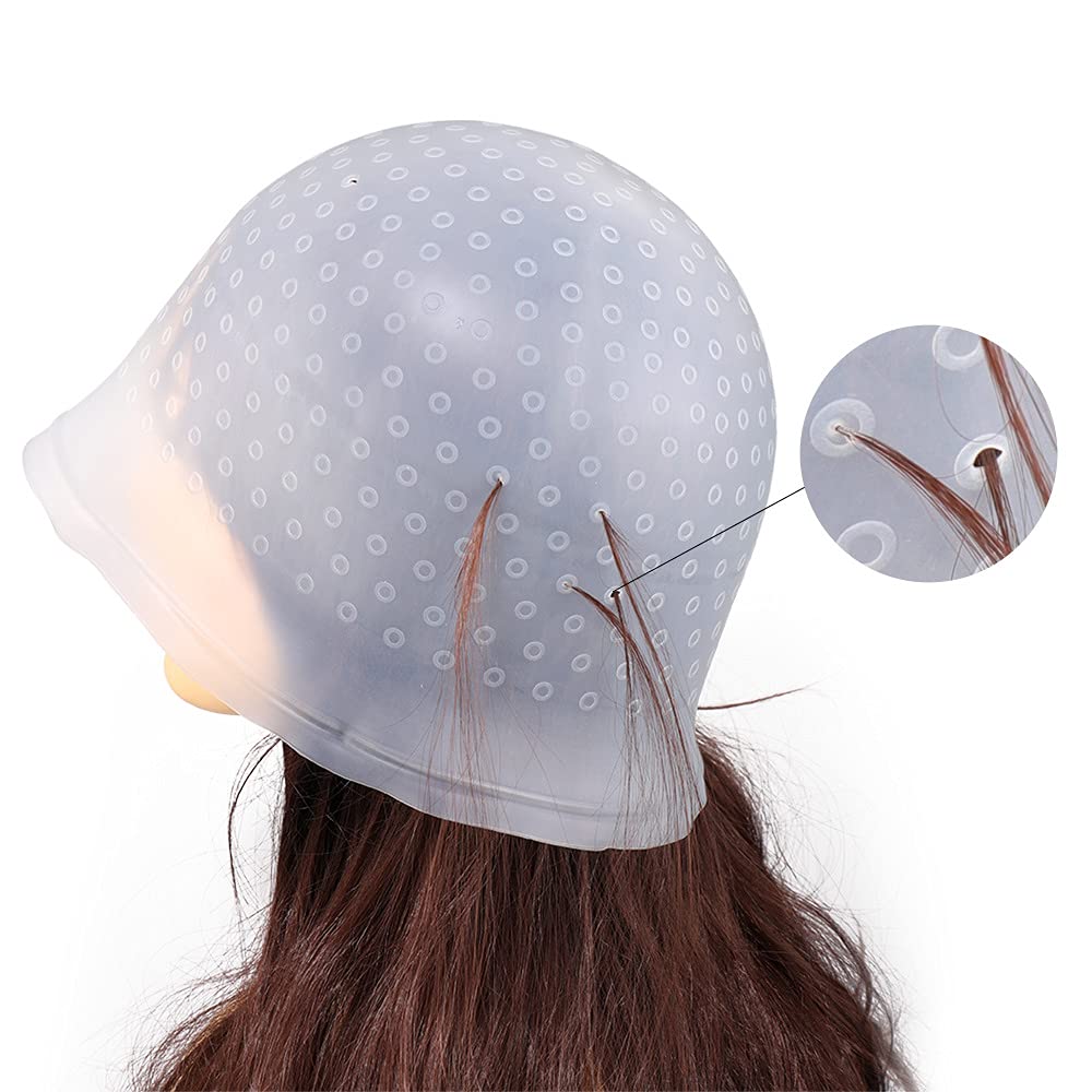 Fashion Reusable Silicone Hair Coloring Highlighting Cap/ Hair Dyeing Cap with FREE Metal Hook