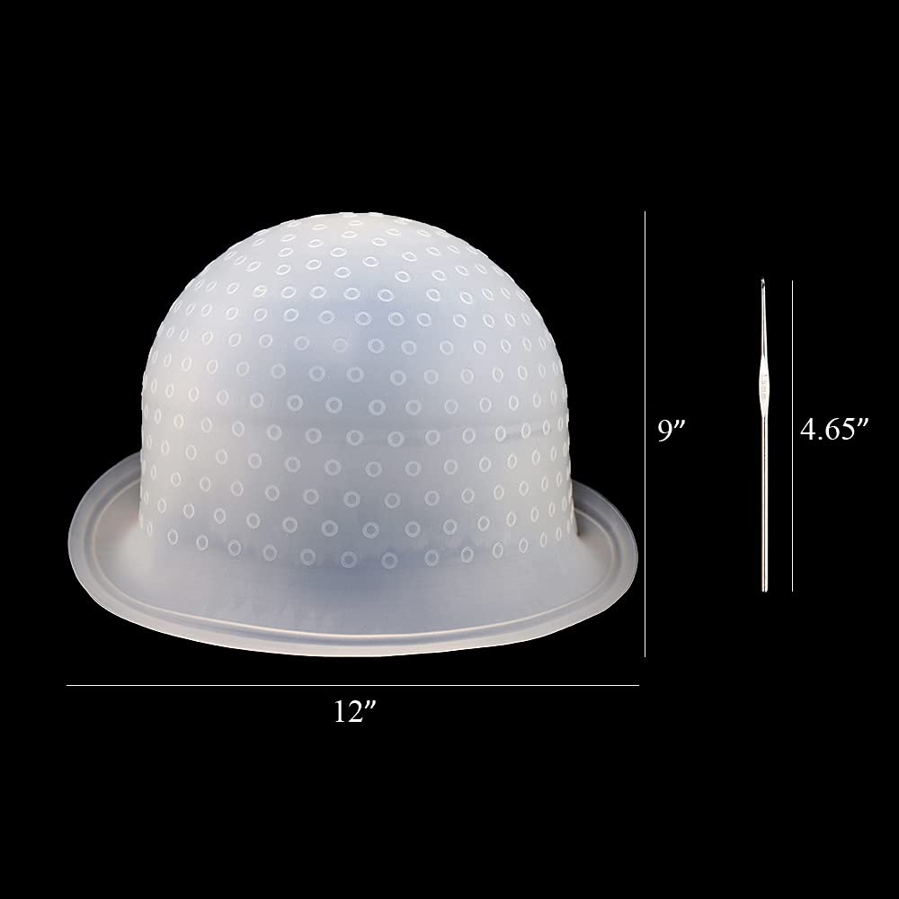 Fashion Reusable Silicone Hair Coloring Highlighting Cap/ Hair Dyeing Cap with FREE Metal Hook