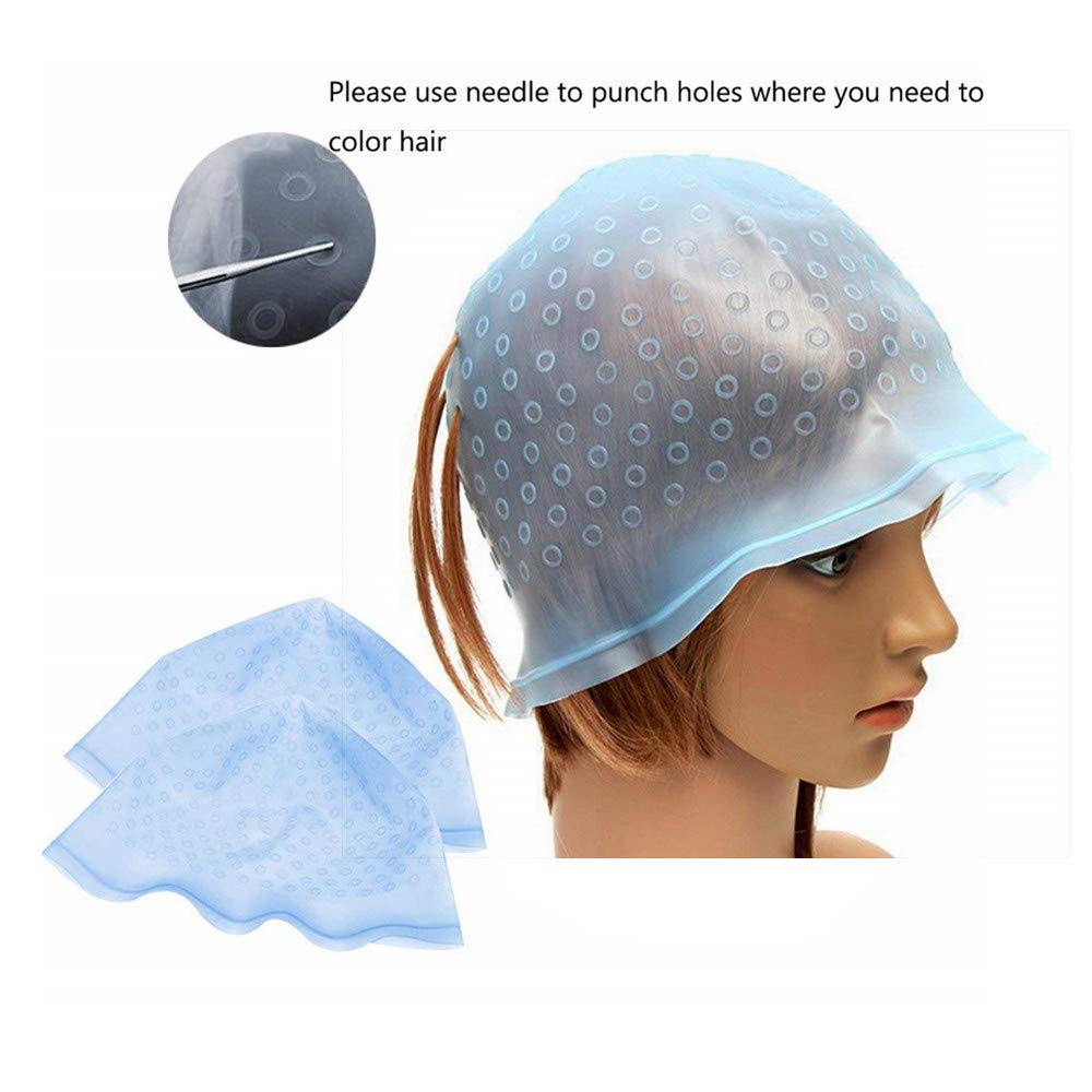 Fashion Reusable Silicone Hair Coloring Highlighting Cap/ Hair Dyeing Cap with FREE Metal Hook