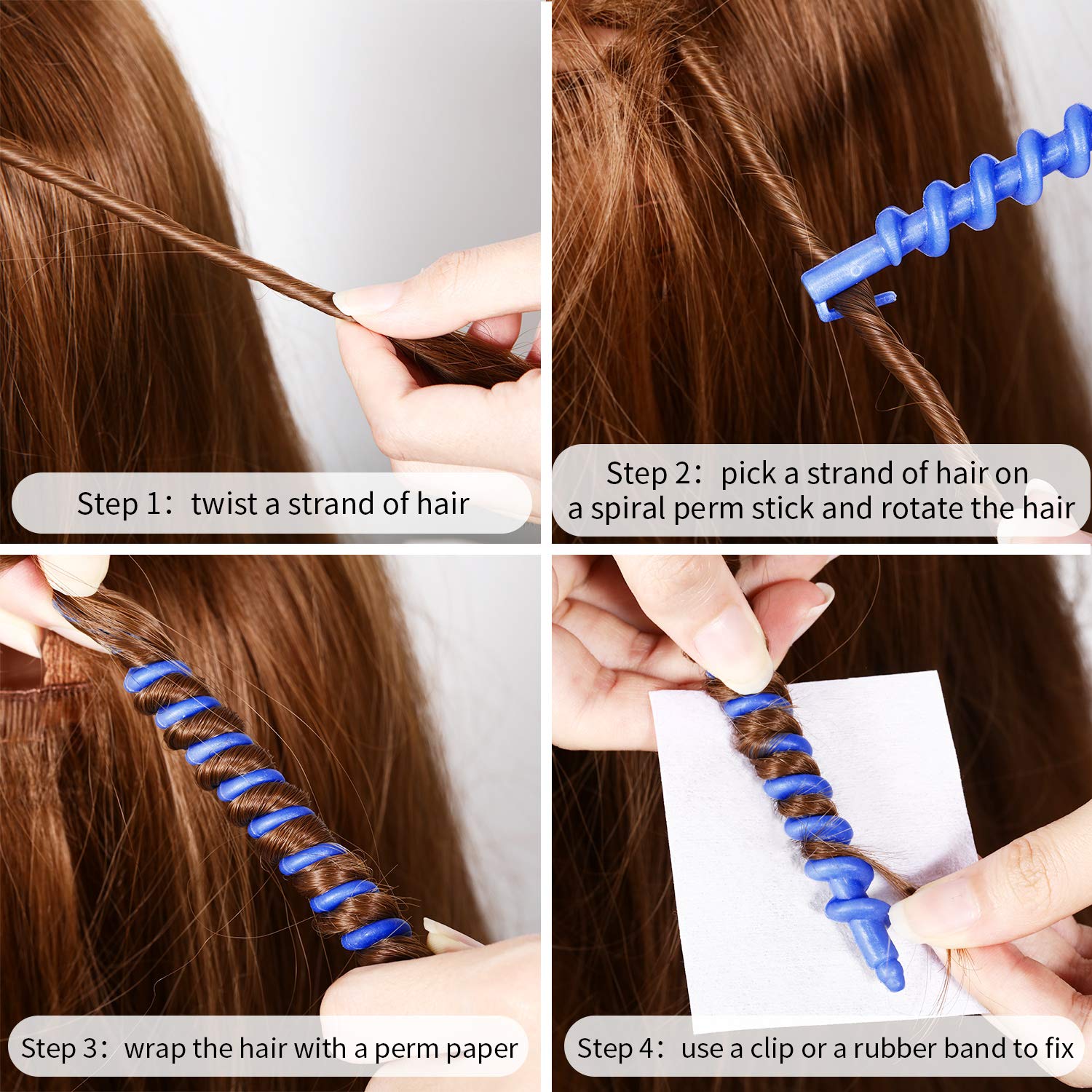 10 Pieces Spiral Hair Perm Rod Plastic Long Barber Hairdressing Styling Curling Perm Rod Rollers Salon Tools