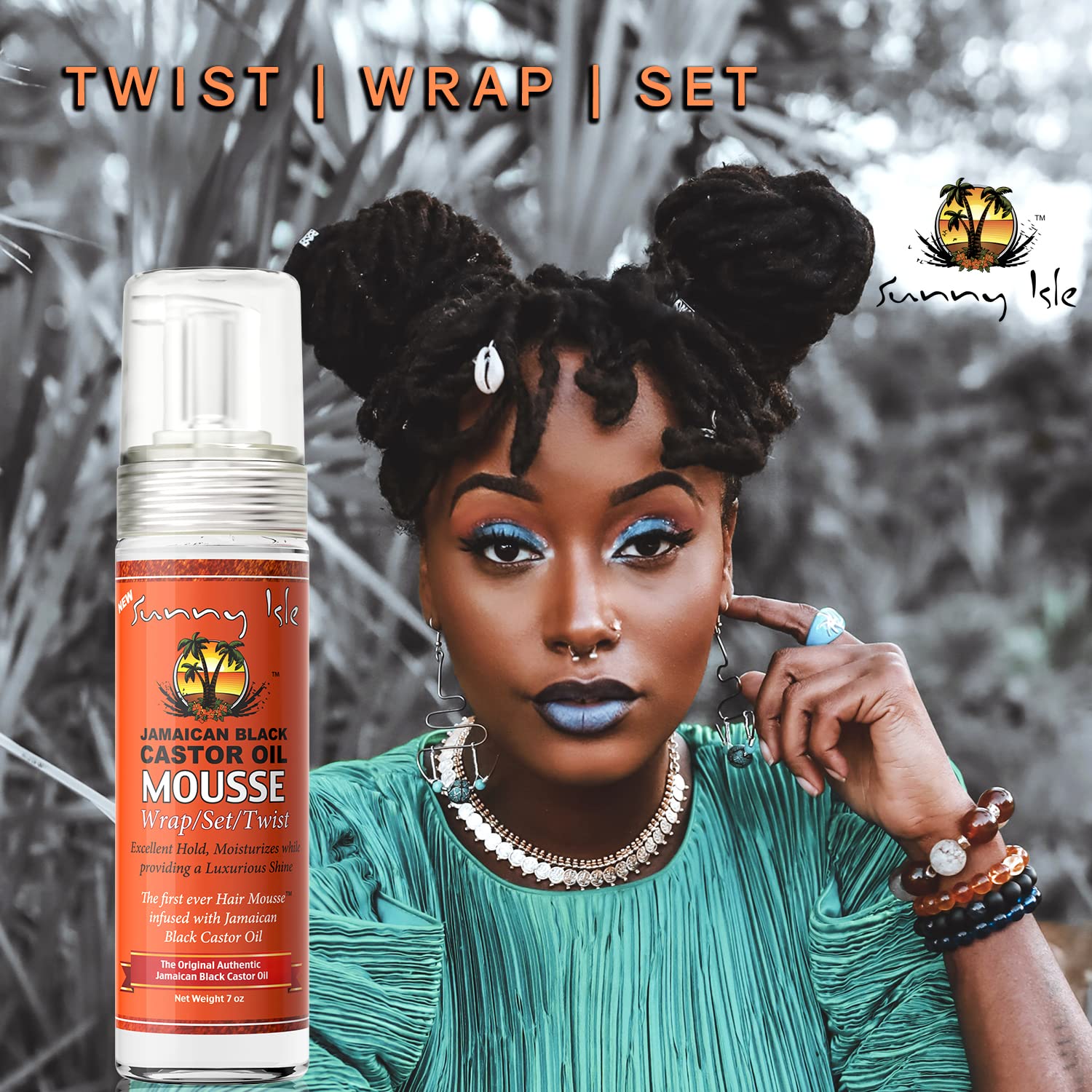 Sunny Isle Jamaican Black Castor Oil Mousse Wrap Set Twist 7oz -Excellent Hold, Luxurious Shine , Moisturizes With Frizz Control