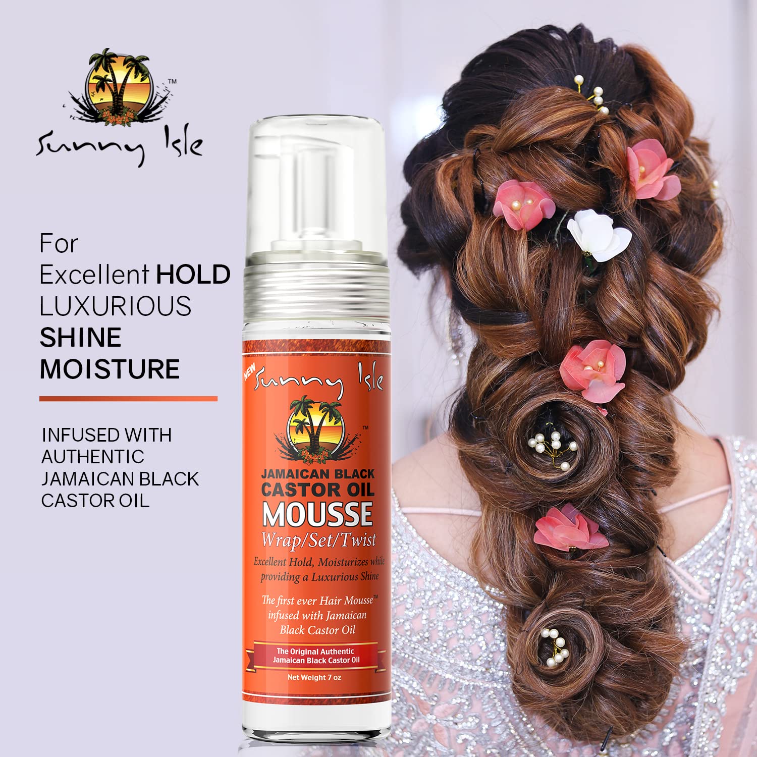 Sunny Isle Jamaican Black Castor Oil Mousse Wrap Set Twist 7oz -Excellent Hold, Luxurious Shine , Moisturizes With Frizz Control