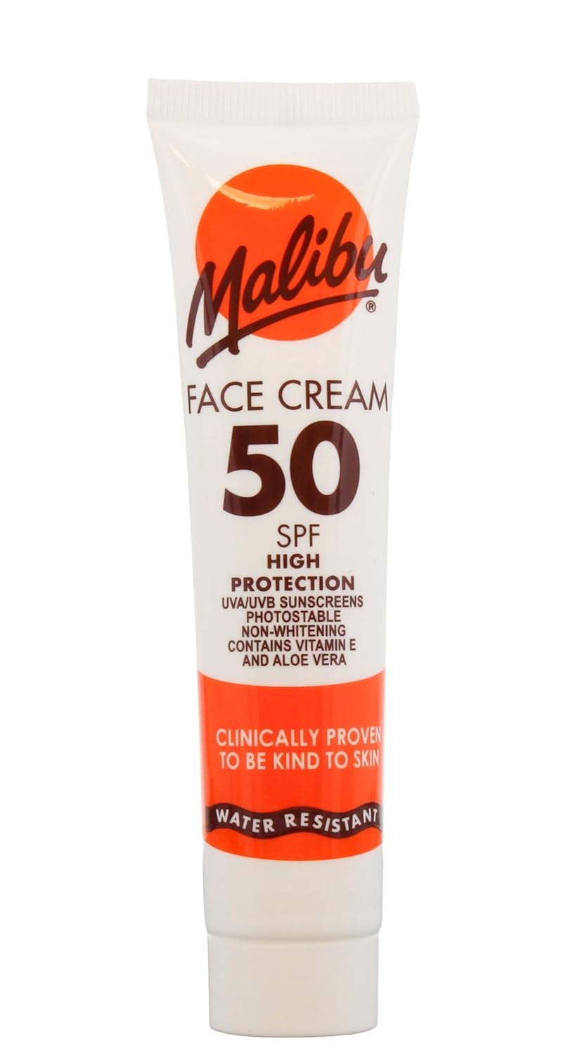 Malibu Face sunscreen Cream, SPF 50 Provides water resistant protection from the sun