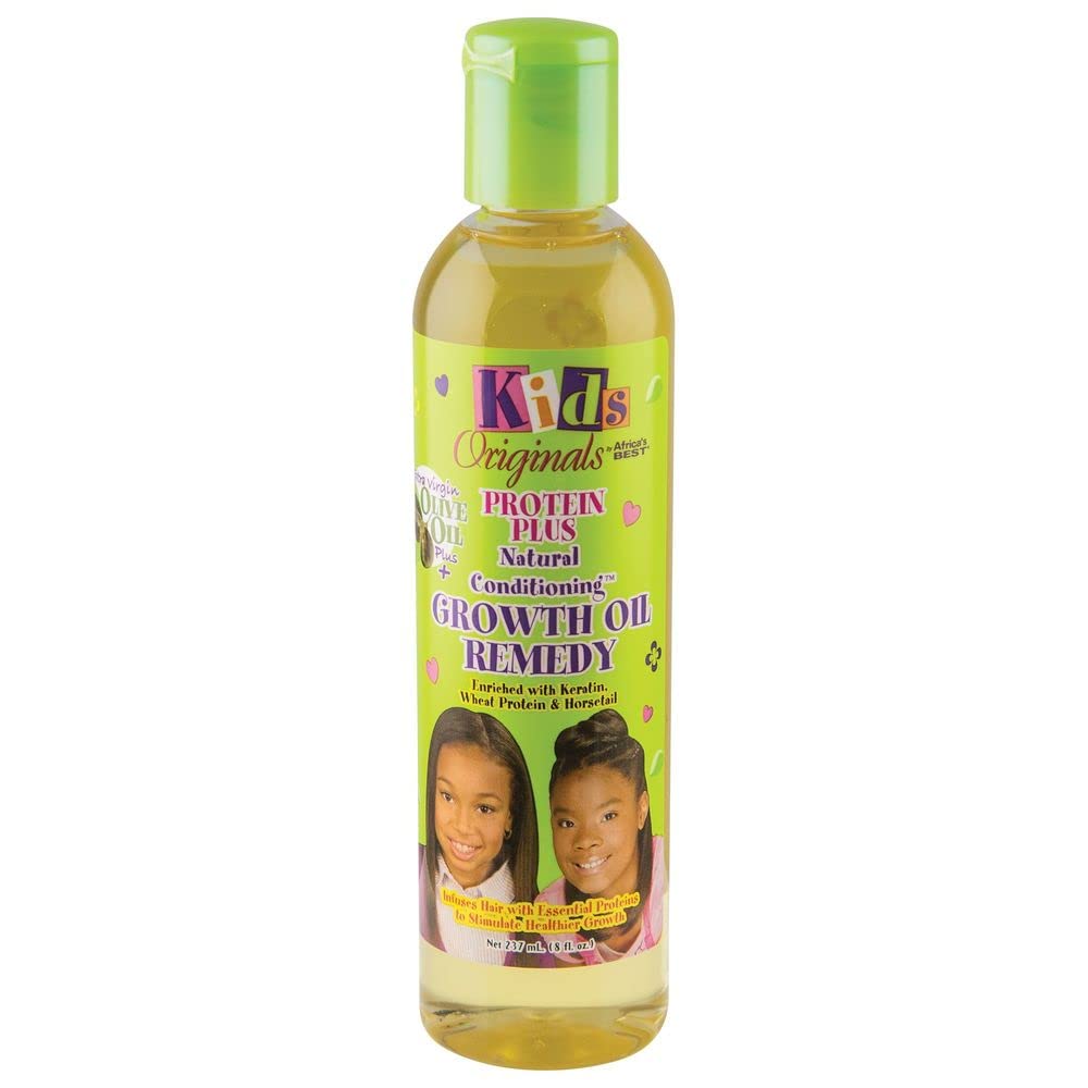 Kids Originals by Africa's Best Protein Plus Growth Oil Remedy, Natural Conditioner Nourishes, Revitalizes and Repairs Hair, Ideal for Ponytails, Curls, Braids, Edges,
