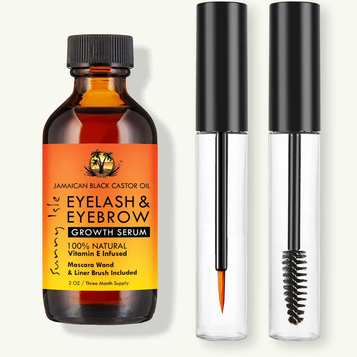 Sunny Isle Jamaican Black Castor Oil Eyelash & Eyebrow Growth Serum -PROMOTES THICKER, FULLER EYEBROWS: Nourishes hair follicles to support thicker, fuller lashes and brows over time
