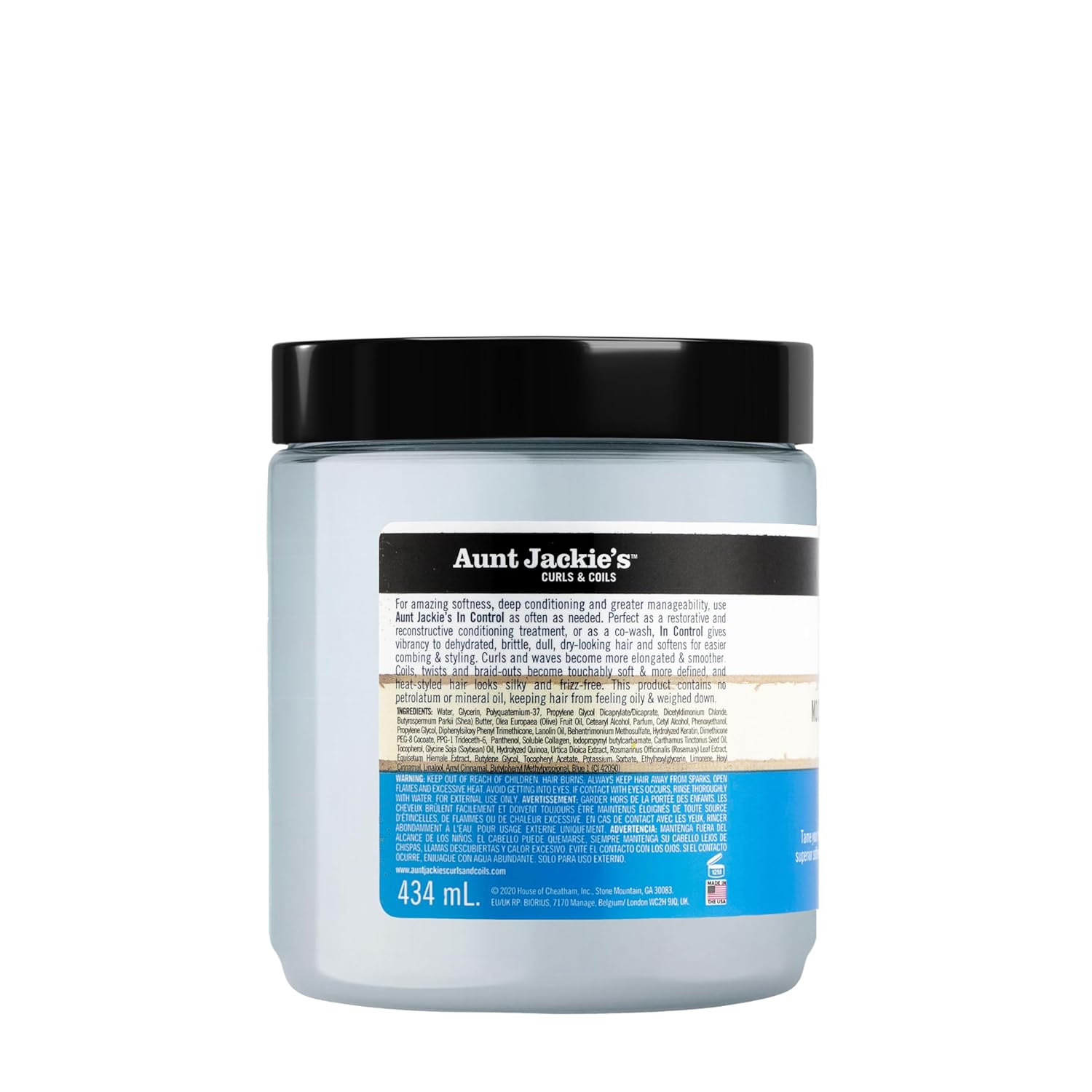 Aunt Jackie's in control 15oz - "Anti-Poof" Moisturizing & Softening Conditioner, Tame, nourish and deep condition frizzy, hard-to-manage dehydrated, brittle, natural hair