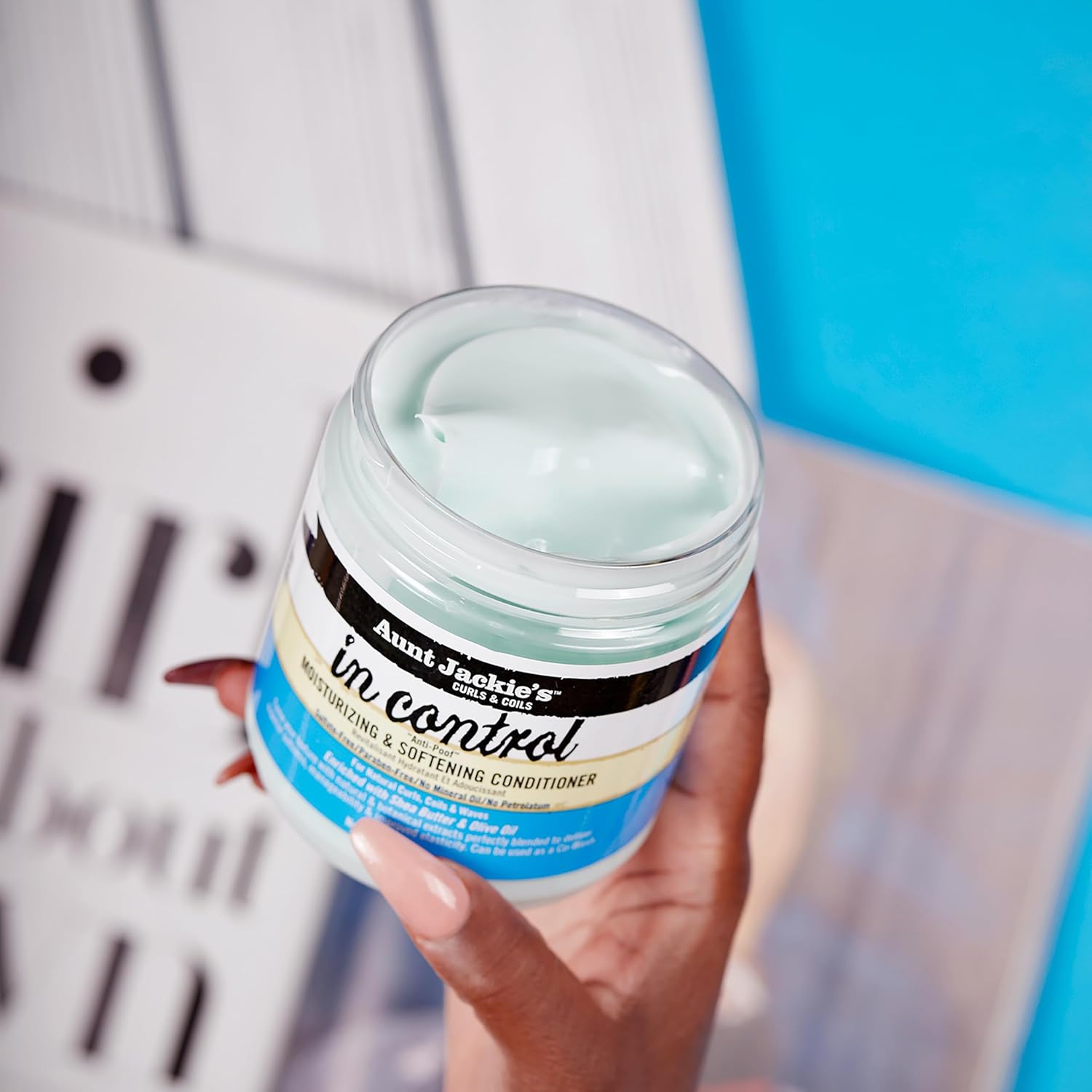 Aunt Jackie's in control 15oz - "Anti-Poof" Moisturizing & Softening Conditioner, Tame, nourish and deep condition frizzy, hard-to-manage dehydrated, brittle, natural hair