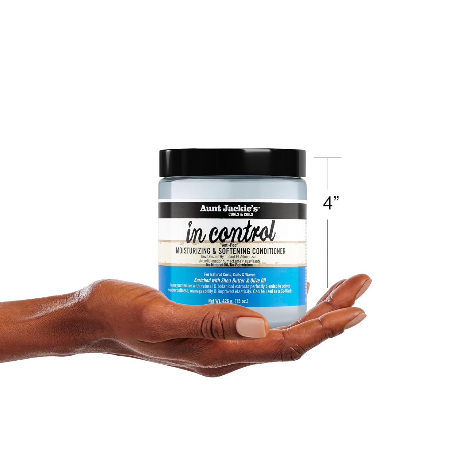 Aunt Jackie's in control 15oz - "Anti-Poof" Moisturizing & Softening Conditioner, Tame, nourish and deep condition frizzy, hard-to-manage dehydrated, brittle, natural hair