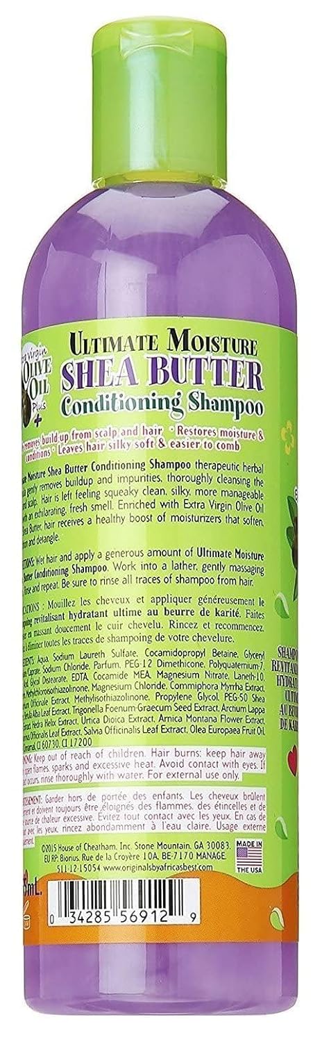 Kids Originals by Africa's Best Ultimate Moisture Shea Butter Shampoo, Healthy Boost of Moisturizers That Soften, Condition and Detangle Hair, Removes Build up,