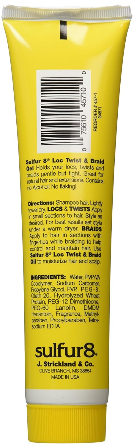 Sulfur8 Loc Twist & Braid Gel 6 oz – Moisturizing Styling Gel for Locs Braids & Twists, Helps Control Frizz, Smooth Hair & Support Neat Protective Styles, No Active Sulfur
