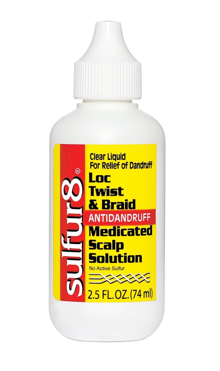 Sulfur8 Loc Twist & Braid Medicated Scalp Solution 2.5 oz – Helps Control Dandruff Flakes, Itchy Scalp Relief & Moisturizing Scalp Treatment for Locs, Braids & Textured Hair