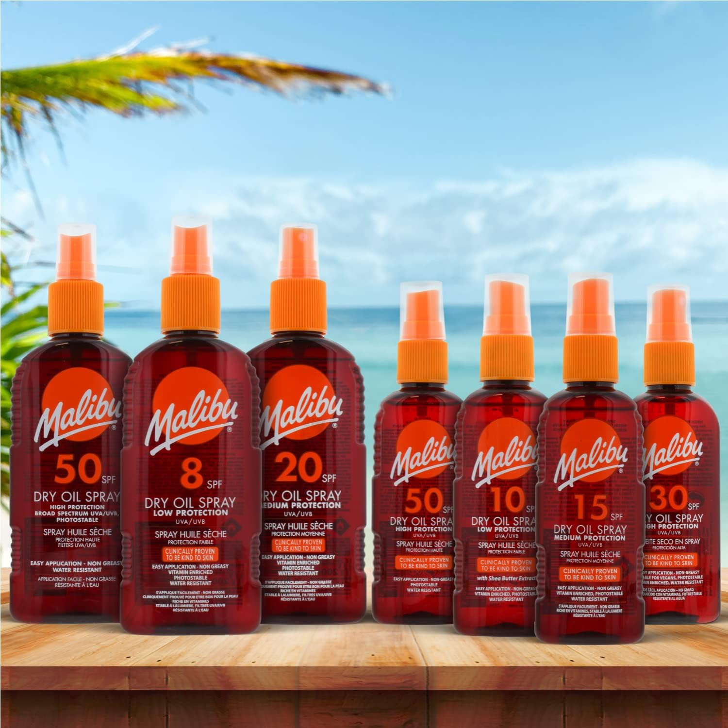 Malibu Sun SPF 30 Non-Greasy Dry Oil Spray, High Protection, Water Resistant-Build a bronzed glowing tan with Malibu’s dry oil tanning spray. Protect your skin against harmful and damaging UV rays wit