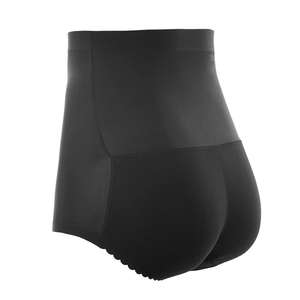 High Waist Seamless Panty with Built-In Butt Padding and Waist Compression – Black – Sizes Medium to 2XL – Instant Curve Enhancer