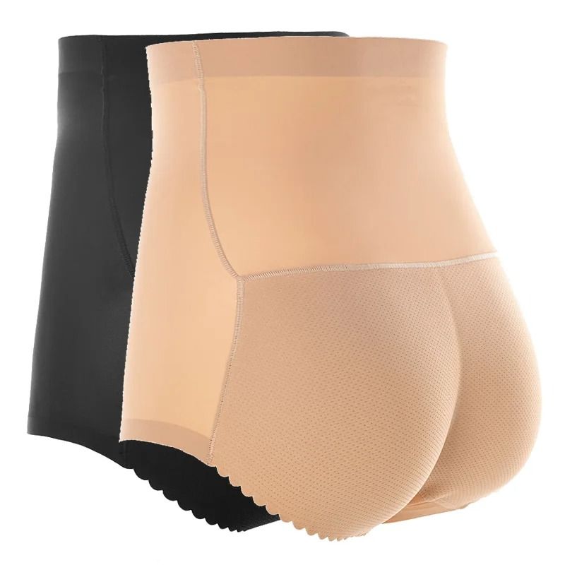 High Waist Seamless Panty with Built-In Butt Padding and Waist Compression – Black – Sizes Medium to 2XL – Instant Curve Enhancer