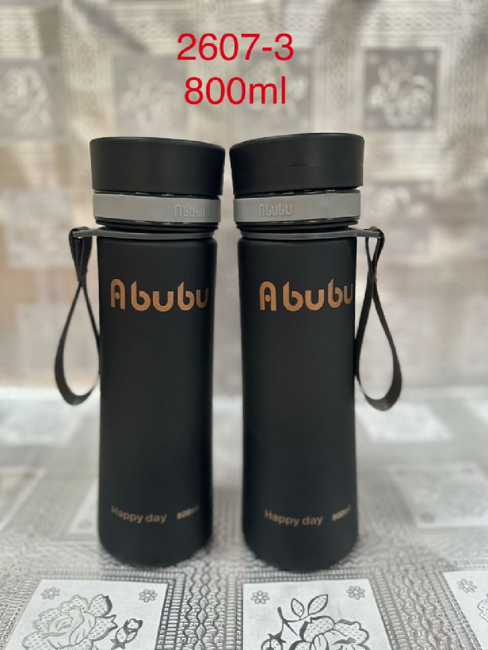 New Water Bottles Sports Water Bottle Abubu Black Leakproof Water Cups for Outdoor Travel Fitness Drinkware Unisex