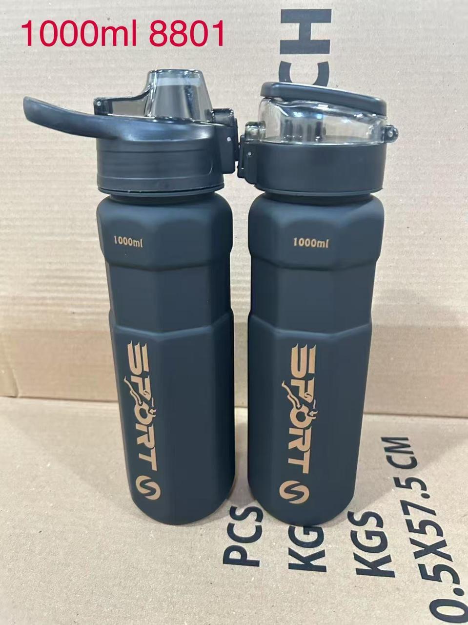 New Water Bottles Sports Water Bottle 1000ml Black Leakproof Water Cups for Outdoor Travel Fitness Drinkware Unisex
