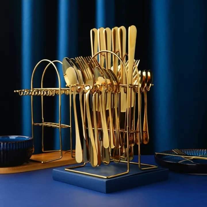 24pc Cultery Set ,6 pcs spoons,6 pcs forks,6 pcs tea spoons,6 pcs butter Knivies,Mirror Polished Tableware , Dishwasher Safe, Suitable for Dinner, Banquet, Parties