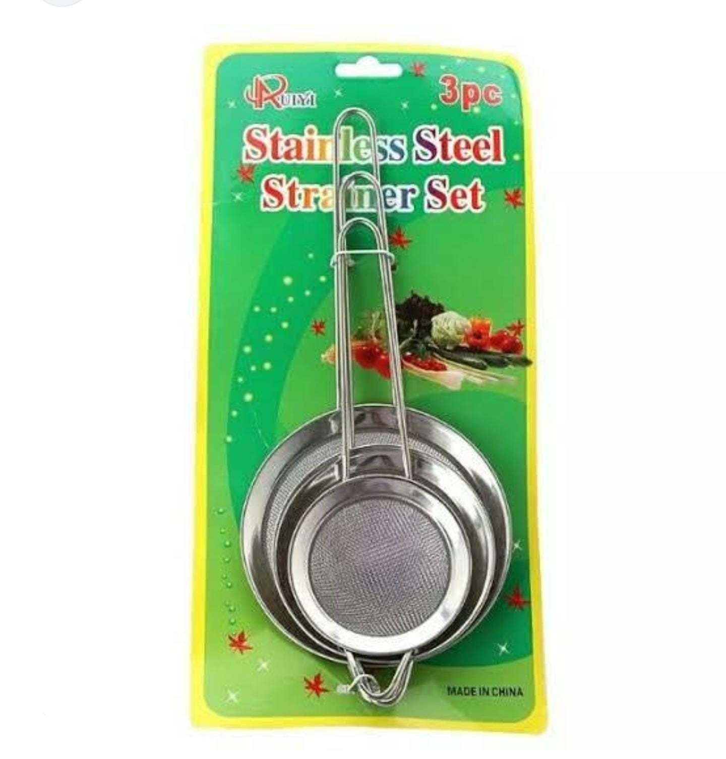 Metallic tea sieve 3 pcs (10,12,14cm)Stainless steel strainers are packaged 3 pieces and sizes in one Premium quality stainless steel strainers & sieve with durable double thick, non-heat warping.