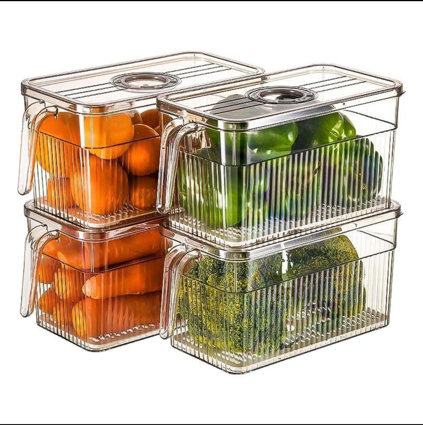 Acrylic fridge storage organizer 1pc Upgrade with Freshness Timer and Drain Tray: With novel and practical dial timer and drain tray design, it's quite convenient to set an alarm with the fridge organ