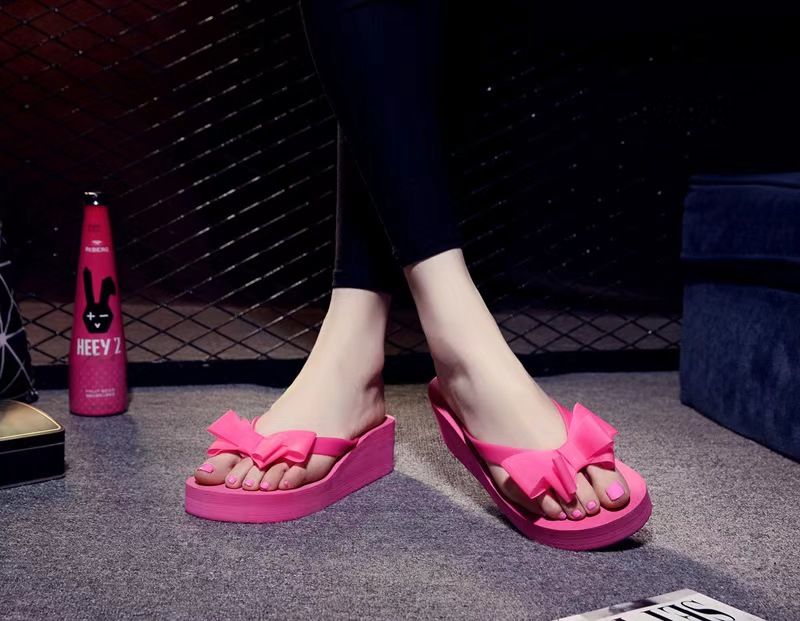 Low High-Heeled Shoes Lady Slippers Women Summer Shale Female Beach Med Luxury Slides Black Sandals Rubber Flip Flops On A Wedge