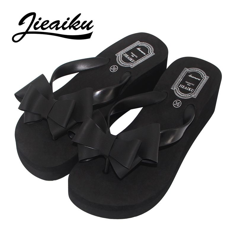 Low High-Heeled Shoes Lady Slippers Women Summer Shale Female Beach Med Luxury Slides Black Sandals Rubber Flip Flops On A Wedge