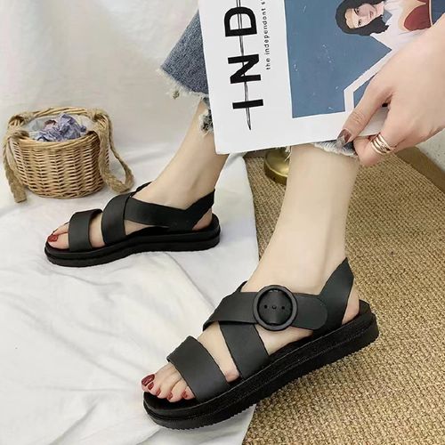 Women’s Shoe Simple Open Toe Flat Sandals Female Buckle Belt all-match Fashion Slippers non-slip wear-resistant Girl