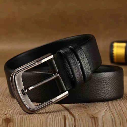 Trendy men's belt, men's needle buckle, business casual versatile belt, fashionable middle-aged and young jeans belt-Black