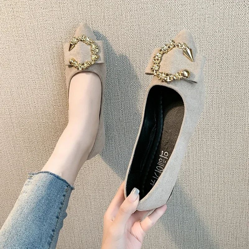 2025 Ladies Shoes women's shoes pointed toe flat soft sole casual women's shoes-Beige