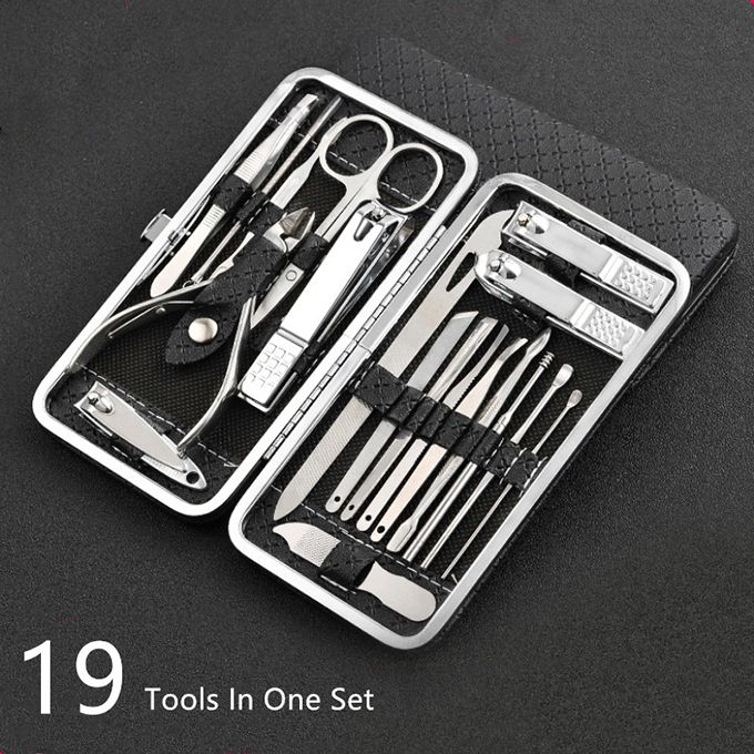19Pcs Stainless Steel Manicure Nail Clippers Kit Pedicure Set Nail