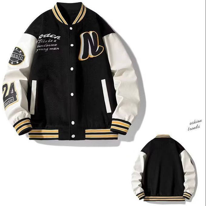 Men's Jacket Stitched Contrasting Color Handsome-Black