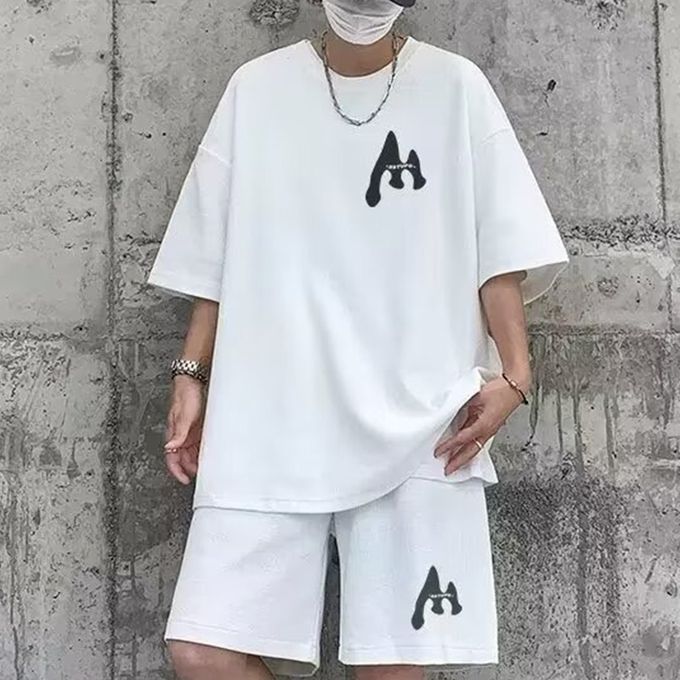 2 Piece(T-shirt+Short) Men's Shirt and Shorts Set Outfits Fashion Summer Tracksuits Casual Sportwear Set Men's Breathable