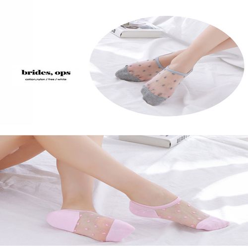 5 pairs Women's&girl Socks Casual Socks Mesh cotton bottom crystal stockings thin glass stockings crystal socks breathable sweat-absorbent Women's Socks Casual Socks Mesh cotton stockings thin