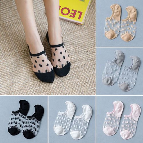 5 pairs Women's&girl Socks Casual Socks Mesh cotton bottom crystal stockings thin glass stockings crystal socks breathable sweat-absorbent Women's Socks Casual Socks Mesh cotton stockings thin