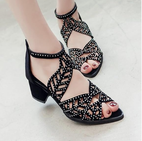 Women's Chunky Shoes Open Toe Strappy Sandals Ankle Strap Sandals Summer Versatile Chunky Heel Sandals for Women
