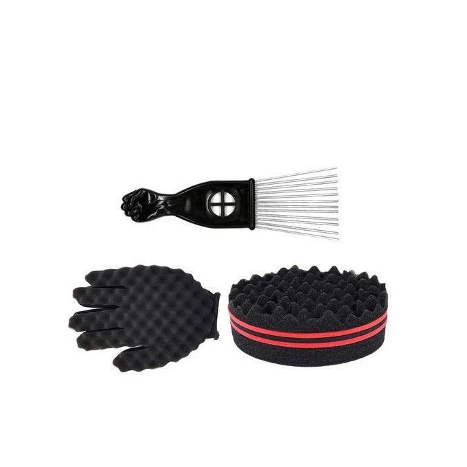 General Afro Hair Pick Dreadlocks Hair Curl Steel Pin Comb Set - Black