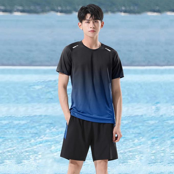 Men's 2-in-1 Short Sleeved T-shirt And Shorts Set - Blue