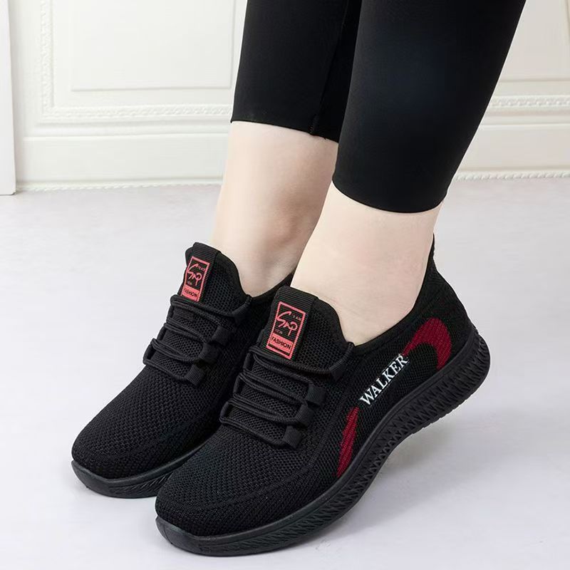 Beijing cloth shoes mother's spring and autumn single shoes breathable flying woven casual sports shoes flat non-slip mother shoes