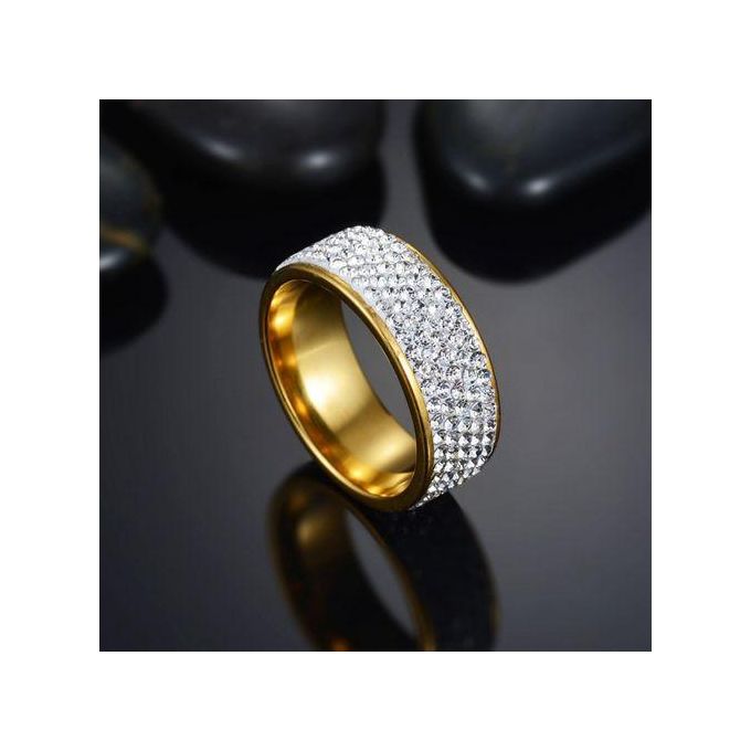 Men's Jewellery 5-Row Crystal Wedding Couple Rings - Gold  Couple Ring Men Women Wedding Engagement Band Rings