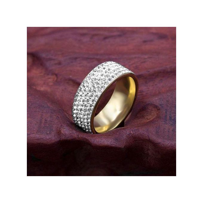 Men's Jewellery 5-Row Crystal Wedding Couple Rings - Gold  Couple Ring Men Women Wedding Engagement Band Rings