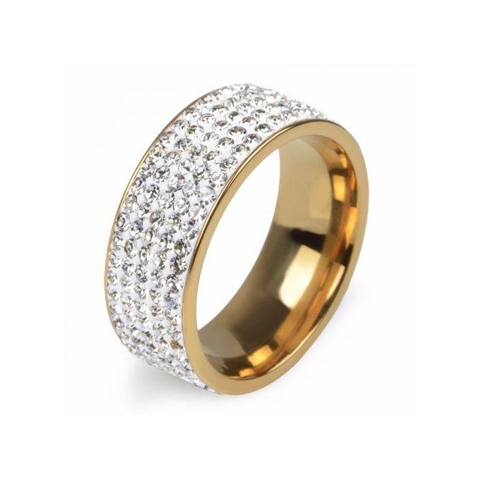 Men's Jewellery 5-Row Crystal Wedding Couple Rings - Gold  Couple Ring Men Women Wedding Engagement Band Rings