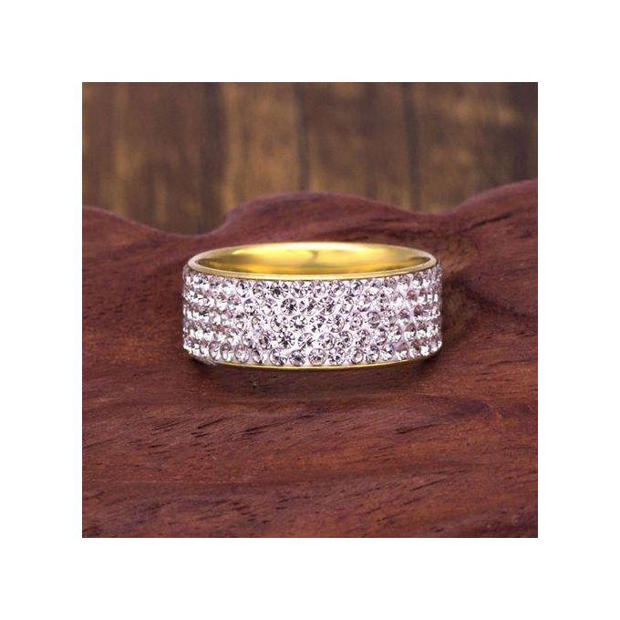 Men's Jewellery 5-Row Crystal Wedding Couple Rings - Gold  Couple Ring Men Women Wedding Engagement Band Rings