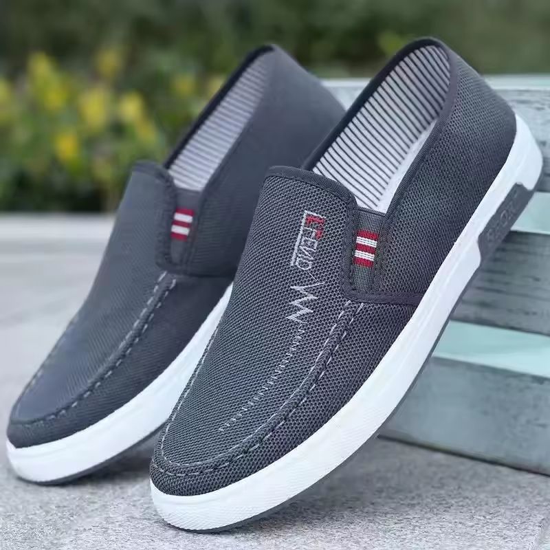 Men'S Slip-On Canvas Shoes - Casual Black Loafers with White Rubber Sole, Breathable Fabric Lining, Comfortable Low-Top Design for Everyday Wear, Everyday Shoes | Minimalist Style | Durable TPU Sole,