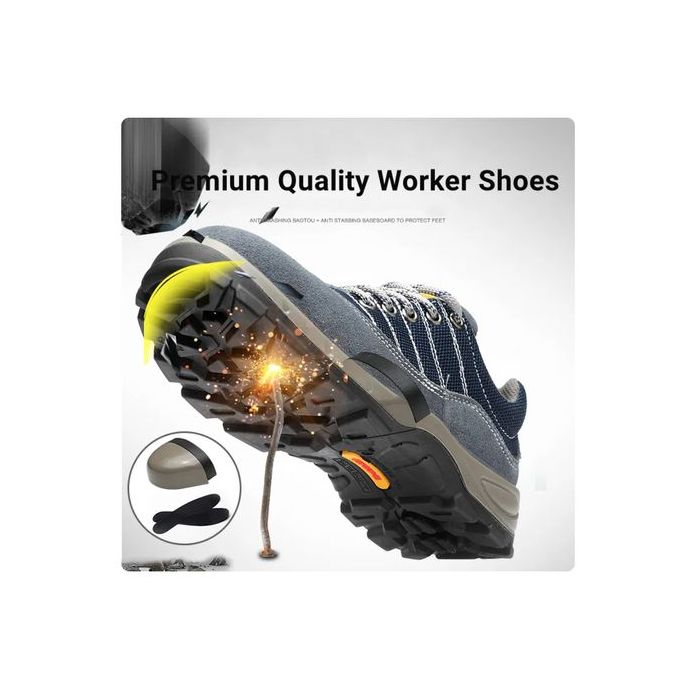 2026 Men Safety Shoes Anti-Smashing Steel Toe Cap Puncture Work Sneaker-Grey