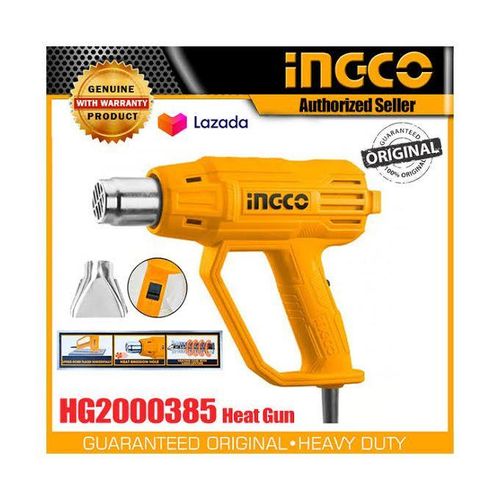 Ingco HEAT GUN - Hot Air Gun Kit 2000W + Free Nozzle Accessories Premium Heavy Duty.