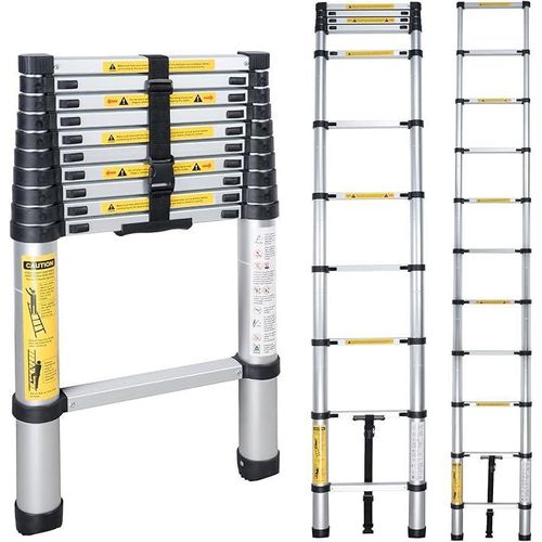 Portable Adjustable Aluminum Telescopic Ladder Foldable Ladder Straight Type 3.2M/ 10Fts