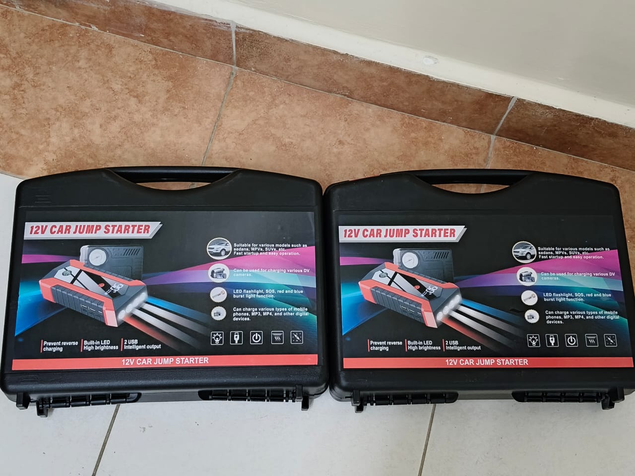 Portable 12V 99800mAh High Power Car Jump Starter Battery Booster Power Bank with Built In Tire Inflator Air Compressor Pump and LED Flashlight