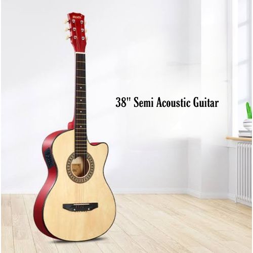 Happy Semi Acoustic Guitar 38 Inch With Pickup - Natural.