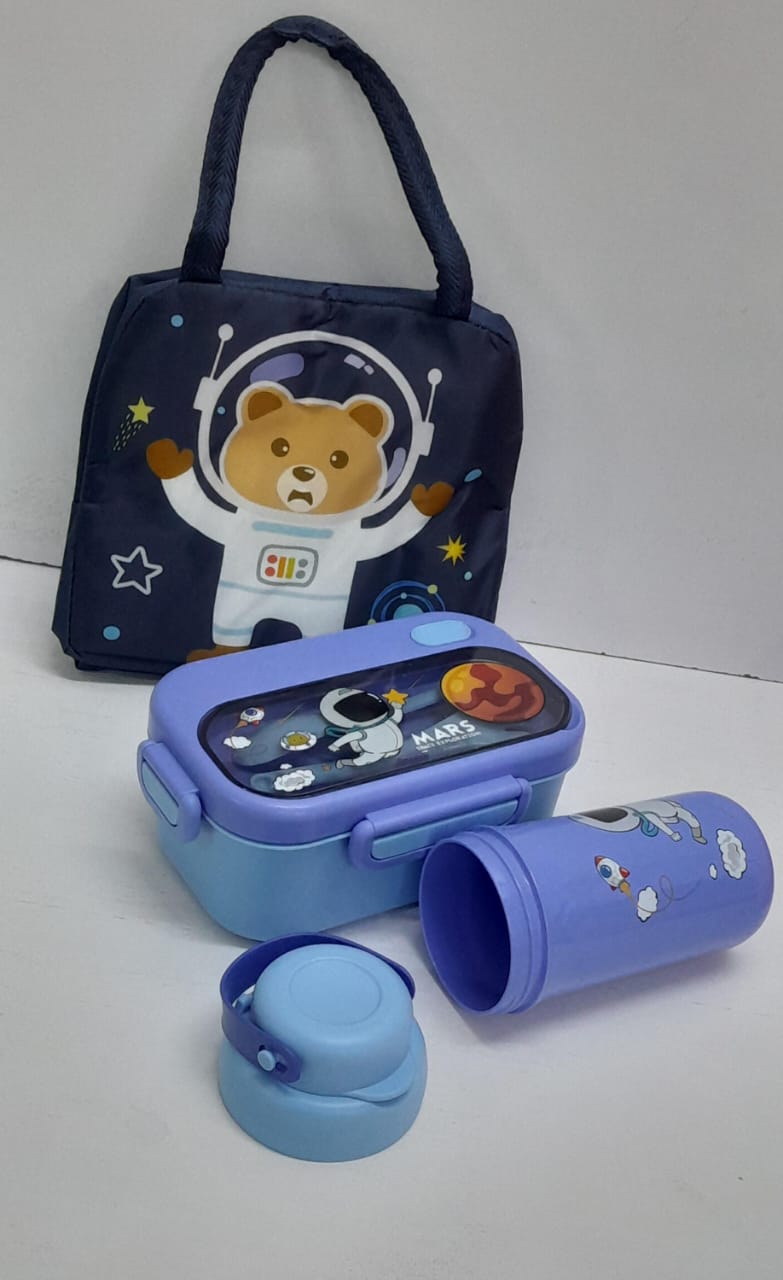 Kids 5in1 lunch set(bag, lunch box, water bottle plus, spoon& folk)
