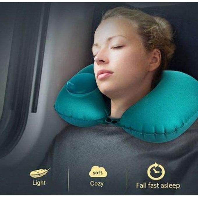 Inflatable U Shaped Support Neck Pillow with inbuilt manual press