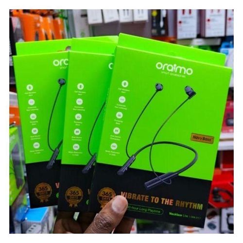 Oraimo Necklace Lite, Wireless Neckband Headphones With Call Vibration, Dual Device Connection, Noise Reduction & IPX4 Waterproof Design